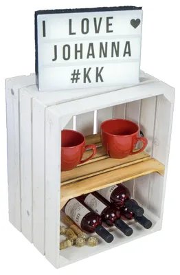Produktbild von Obstkistenregal "Johanna"  - weiß - Mittelbrett  - geflammt -QUER