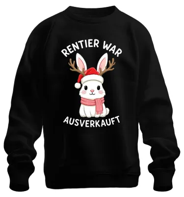 Productafbeelding van Rentier, schattige haas, gewei, kerst, cadeau, uni sweatshirt, zwart, maat M