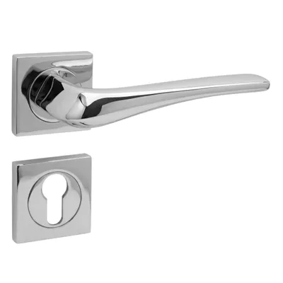 Produktbild von DOMINO Türgriff Drückergarnitur PZ - Profilzylinder Set | Türklinke für Zimmertür, Bürotür, Kellertür & Innentür | Aluminium | Chrom | ADEL-QR CHROM |