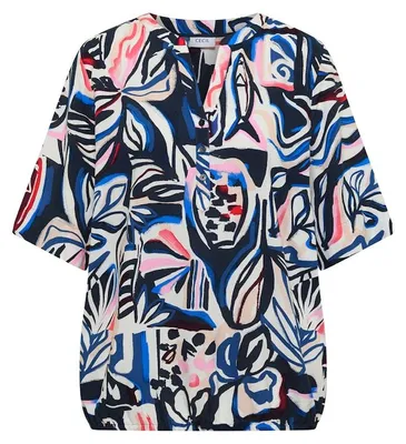 Produktbild von TOS Splitneck Print Blouse 35512 universal blue Größe S