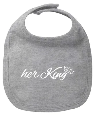 Produktbild von Huuraa Baby Lätzchen her King Krone Heather Grey Klettverschluss  Baumwolle Latz Geschenkidee
