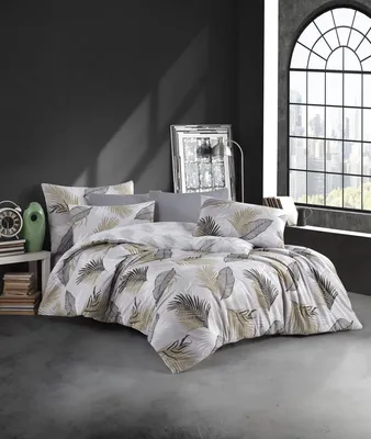 Produktbild von Renforce Wende Bettwäsche beige Blätter 135 x 200 cm  80 x 80 cm