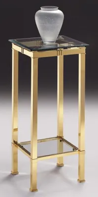 Produktbild von Casa Padrino Luxus Säule Messingfarben 39 x 39 x H. 85 cm - Edler Messing Beistelltisch mit Glasplatten - Wohnzimmer Möbel - Luxus Qualität
