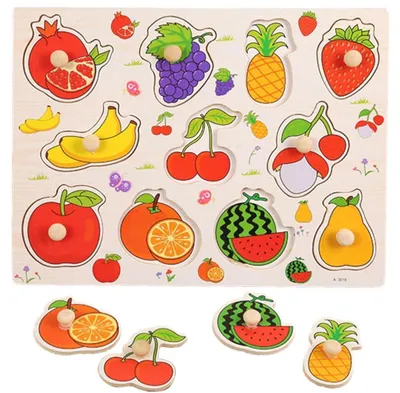 Zdjęcie produktu dla Układanka Edukacyjne Puzzle Drewniane Owoce