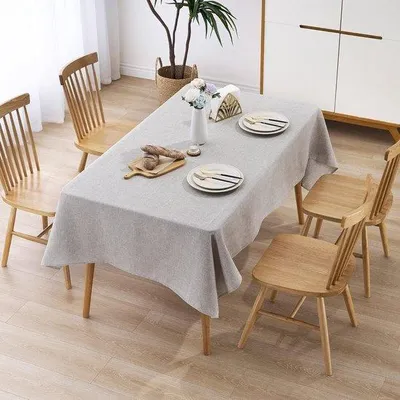 Immagine prodotto di Tovaglia idrorepellente in tessuto | Resistente alle macchie e lavabile | Tovaglia da esterno per giardino | Grigio 130x130 cm