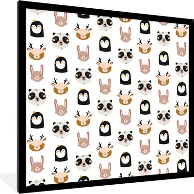 Produktbild von MuchoWow® MuchoWow® Gerahmtes Poster Tiere - Muster - Natur 40x40 cm - Poster mit zchwarzem Bilderrahmen - Mit Rahmen - Wanddekoration Schlafzimmer