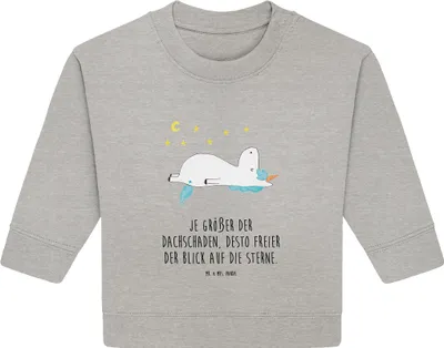 Produktbild von Mr. & Mrs. Panda Organic Baby Pullover Einhorn Sternenhimmel 24. - 36. Monat - Heather Grey - Geschenk, Verrückt, Unicorn, Einhörner, Sterne, Bullover
