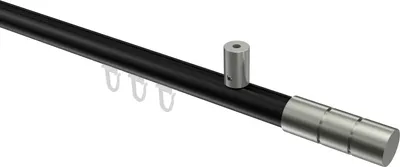 Produktbild von Interdeco Innenlaufstange / Gardinenstange mit Innenlauf Schwarz / Edelstahl-Optik, Typ Sonius Elanto (Rillenzylinder) Deckenmontage, 20 mm Ø 1-läufig, 120 cm