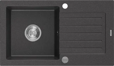 Immagine prodotto di Mexen Pablo lavello in granito a 1 vasca con gocciolatoio 752 x 436 mm, nero maculato, sifone cromato - 6510751010-76