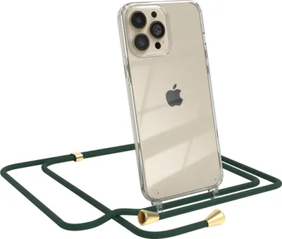 Produktbild von EAZY CASE Handykette kompatibel mit Apple iPhone 13 Pro Max, Handyhülle mit Umhängeband, Handykordel, Schutzhülle Clear, Band in Grün