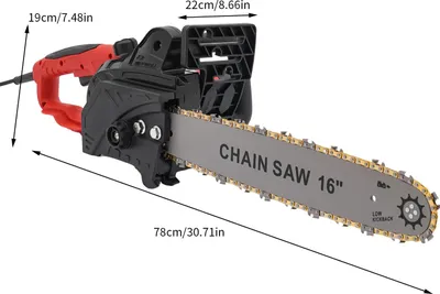 Produktbild von Elektro-Kettensäge - 40 cm - 2000 W - Kupfermotor - 220 V AC - EU-Stecker - Rot