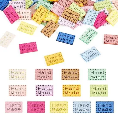 Produktbild von Lederetiketten für DIY-Projekte, 65 Stück, PolyurethanSuède, Handgefertigt