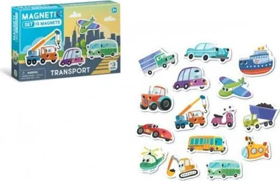 Obrázek produktu pro Magnety Dopravní prostředky 15ks v krabičce 17x11x3cm
