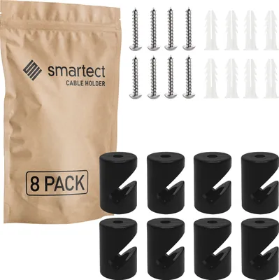 Produktbild von 8x Affenschaukel Schwarz Aufputz-Kabelhalter Deckenpins Textilkabel Halterung