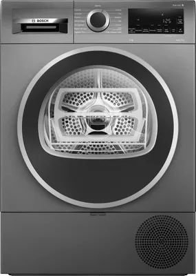 Immagine prodotto di Bosch Serie 6 WQG243DRII, a stelo, a riempimento frontale, a pompa di calore, antracite, girevole, touch, nero, argento