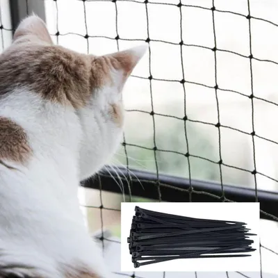 Imagen del producto de Red de seguridad para balcones y ventanas, de nylon, 6x3 metros, sin necesidad de taladrar, para gatos