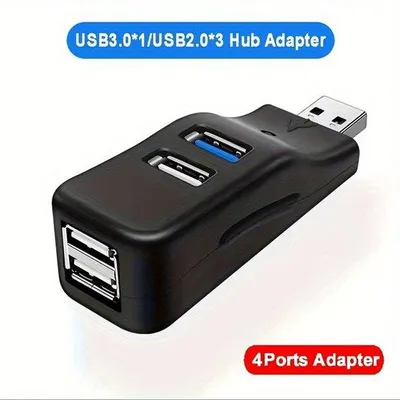 Obrázek produktu pro Adaptér USB rozbočovače s mini rozbočovačem, kompatibilní s USB 2.0, pro notebooky, stolní počítače, USB flash disky a čtečky karet