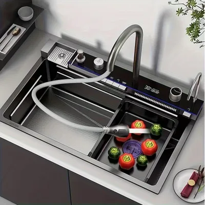 Immagine prodotto di Lavello grande – Vasca singola – Lavello da cucina – Lavello in acciaio inossidabile – Lavello da incasso – Grigio scuro