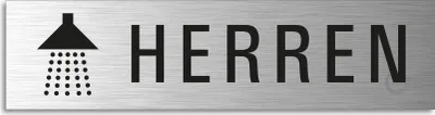 Produktbild von Türschild Dusche Herren Hinweisschild mit Piktogramm Aluminium Edelstahloptik 160x40 mm selbstklebend