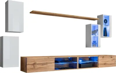 Produktbild von Meublorama AM-SWITCH 25-WWT SW 25*7C/84KG, 7 Regale, 6 Tür(en), Weiß, Mitteldichte Faserplatte (MDF), 400 mm, 2800 mm
