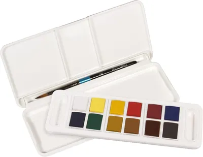 Productafbeelding van Rowney Aquafine Watercolour,Travel Set, 12 Kleuren + 1 Aquafine Aquarel Borstel