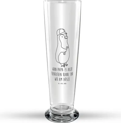 Produktbild von Mr. & Mrs. Panda Bierglas Wenn Papa es nicht reparieren kann, sind wir am Arsch - Transparent - Geschenk, Vater, Vatertag, Bruder, Pinguin, Weizen Glas, Weizenbier, Bier