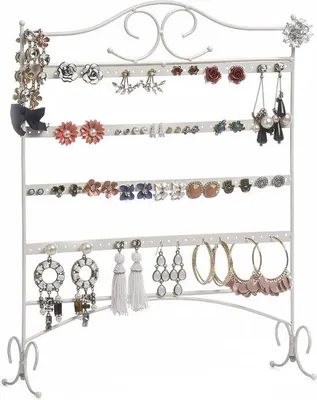 Produktbild von Famanu Schmuck Organizer für Hängende Ohrringe - Weiß - Für 60 Paar Ohrringe
