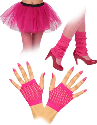 Produktbild von Pinkes Accessoire-Set 80er Jahre für Erwachsene - Einheitsgröße