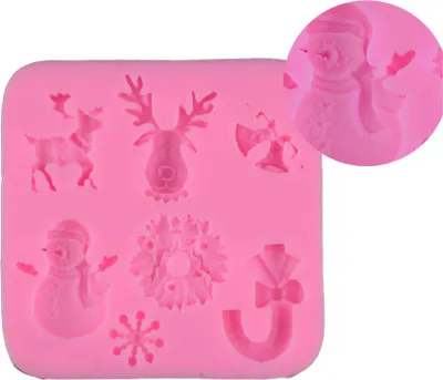 Zdjęcie produktu dla Forma silikonowa do fondantu, 6 motywów świątecznych, ok. 7,9x7,9x1,3 cm