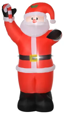 Produktbild von Aufblasbar Weihnachtsdeko, 2,4 m Weihnachtsmann mit LED-Beleuchtung, Zuckerstange