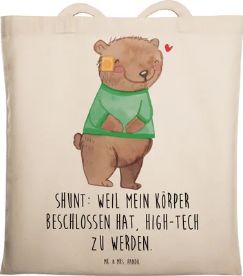 Produktbild von Mr. & Mrs. Panda Einkaufstasche Bär Shunt - Transparent - Geschenk, Tasche, Uni, Tote Bag, Tragetasche, Laptoptasche, Schultasche