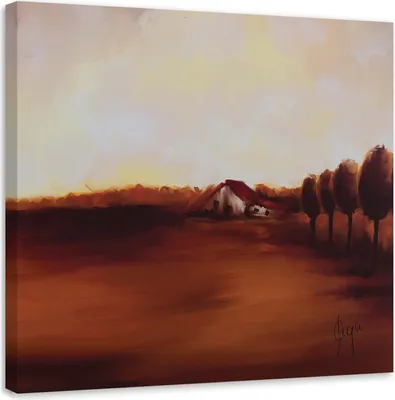 Produktbild von Leinwandbild herbstliche ansicht auf dem lande 40x40 cm Feeby braun wandbild bereit zum aufhängen
