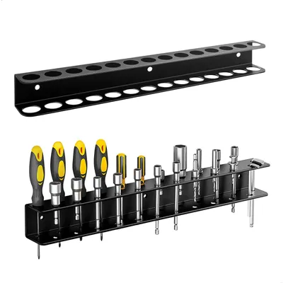 Imagen del producto de Soporte para herramientas de pared - 2 piezas - 40 cm - Acero al carbono - Para taller y garaje