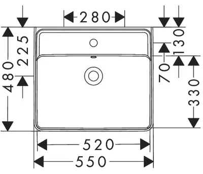 Produktbild von hansgrohe Xanuia Q Waschtisch 550/480 mit Hahnloch und Überlauf, Weiß, 1 Stk.