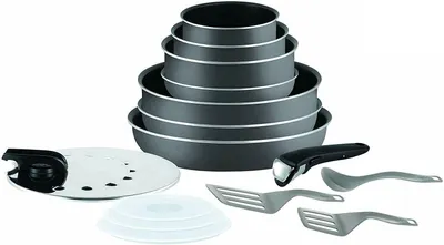 Produktbild von Tefal Topf-Set Ingenio L20488 Topfset 15 tlg, Griff abnehmbar, Töpfeset, Aluminiumguss (Pfanne, Bratpfannen Set, Pfannenset, Wok, Wokpfanne)