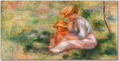 Produktbild von Coloray Küchenrückwand 140x70 Spritzschutz aus Glas - Frauen Kind Wiese