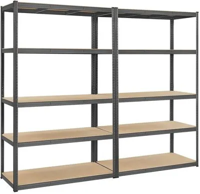 Produktbild von SONGMICS Schwerlastregal, 2er Set, Stahl, Regal, kein Werkzeug erforderlich, Lagerregal, für Garage, Keller, Lagerraum, Werkzeug, Fitnessgerät, bis 875 kg belastbar, 60 x 120 x 200 cm, grau GLR060G02