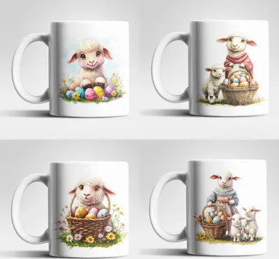 Produktbild von Ostern Schaaf Ostereier Kaffeetasse Teetasse Tasse Geschenkidee 325 ml – 4er Set