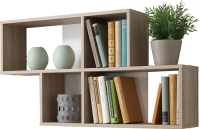 Produktbild von Wandregal Dekoregal Hängeregal Holzregal Bücherregal "Kerstin I" Eiche/Weiß