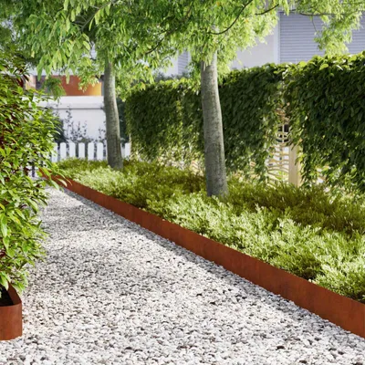 Obrázek produktu pro Okrajová lišta pro trávník, 30 kusů, rozměry 20 x 103 cm, odolná vůči povětrnostním vlivům, vzhled rezavého kovu