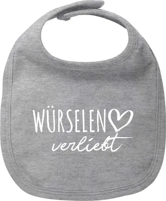 Produktbild von Huuraa Baby Lätzchen Würselen verliebt Heather Grey Klettverschluss Baumwolle Latz Geschenkidee
