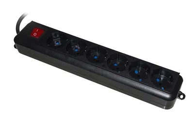 Zdjęcie produktu dla Link Accessori LKMP06N, 1,5 m, Wewnętrzna, Typ L, 1 mm², Czarny, 6 x gniazdo sieciowe