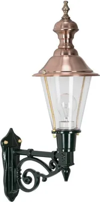 Image de Casa Padrino Applique murale d'extérieur en aluminium Lanterne d'extérieur noir / cuivre 19 x 32,5 x H. 56 cm - Lampe de jardin nostalgique faite main pour terrasse et balcon