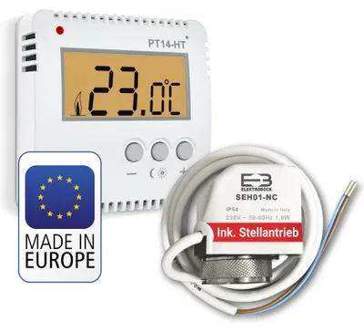 Productafbeelding van Elektrobock PT14-HT-SEH: Set bestaande uit een ruimtethermostaat en een actuatormotor