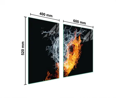 Immagine prodotto di Piastre copri fornelli 2 pezzi 100x52 Copri piano cottura in Vetroceramica tagliere in vetro fuoco acqua