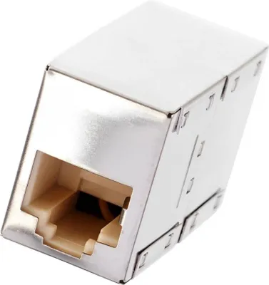Produktbild von S-Impuls Modular-Verbinder 8P8C Cat.6a, geschirmt, RJ45 Buchse-Buchse, Metall, 1 Stk.