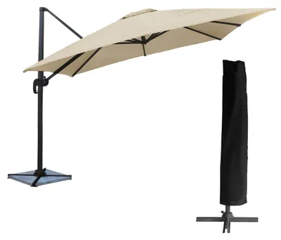 Image de Parasol déporté MOLOKAI carré 3x3m beige + housse