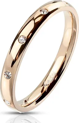 Produktbild von Damen Ring Edelstahl Zirkonia Kristalle Herren Stapelring Bandring Autiga® rosegold 59 - Ø 18,95 mm