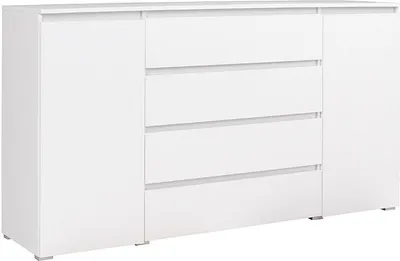 Productafbeelding van Furniture24 Kommode Cosmo, dressoir met 6 lades, sideboard met 4 lades en 2 deuren, wit, mat