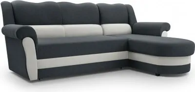 Produktbild von Elegantes Ecksofa mit gewelltem Kopfteil, Ottomane links oder rechts L-förmiges Ecksofa, moderner Stil, elegante Farbkombination, klassisches Design, ideal für jede Einrichtung, Sofa mit Schlaffunktion, großes Bettkasten, Wohnzimmer, Lounge, Wohnzimmergarnitur - Ecksofa Cannes Grau (Rechts)